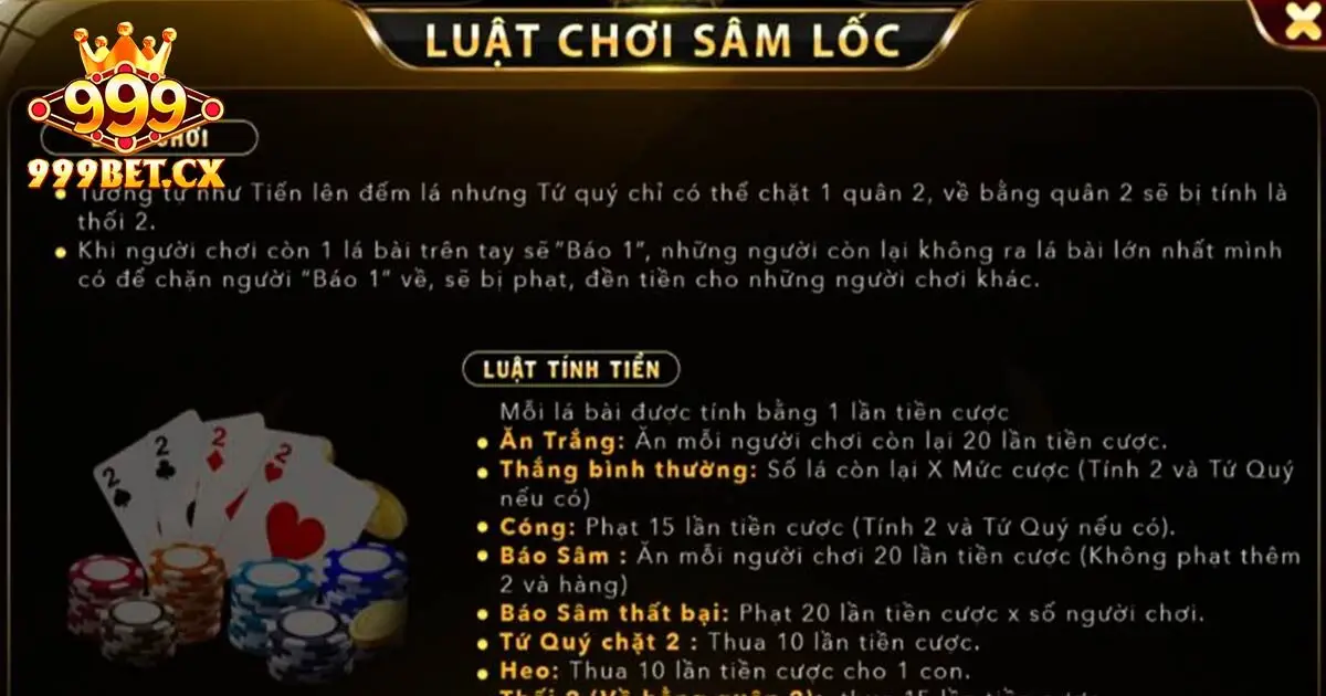Chia sẻ luật lệ game bài sâm lốc 999bet