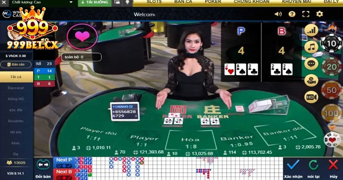 Luật chơi game bài baccarat 999bet chuẩn